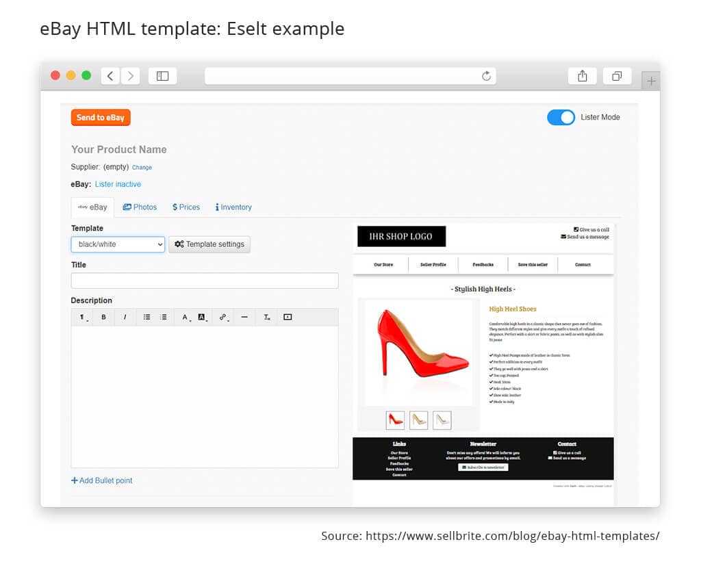 eBay listing templates