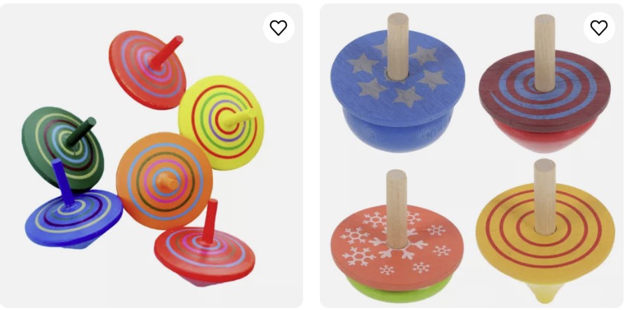 Traditional wooden gyro toys for babies.