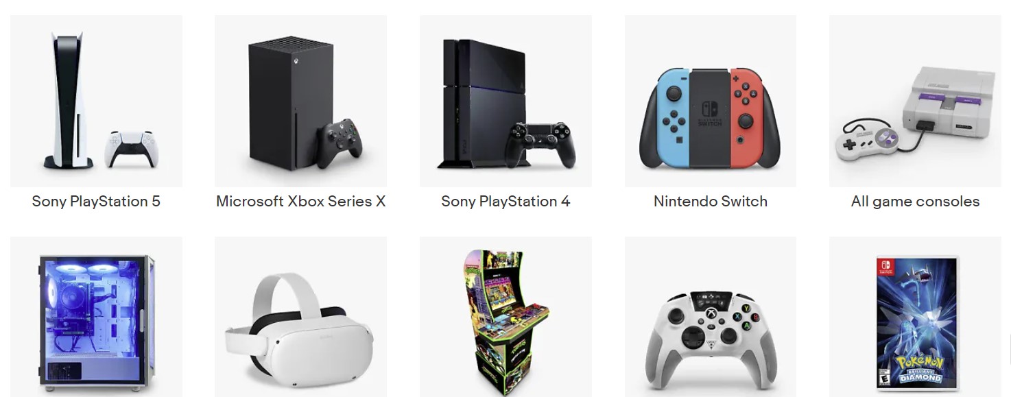 The best selling consols on eBay, including Microsoft Xbox Series X and Sony PlayStation 5. 