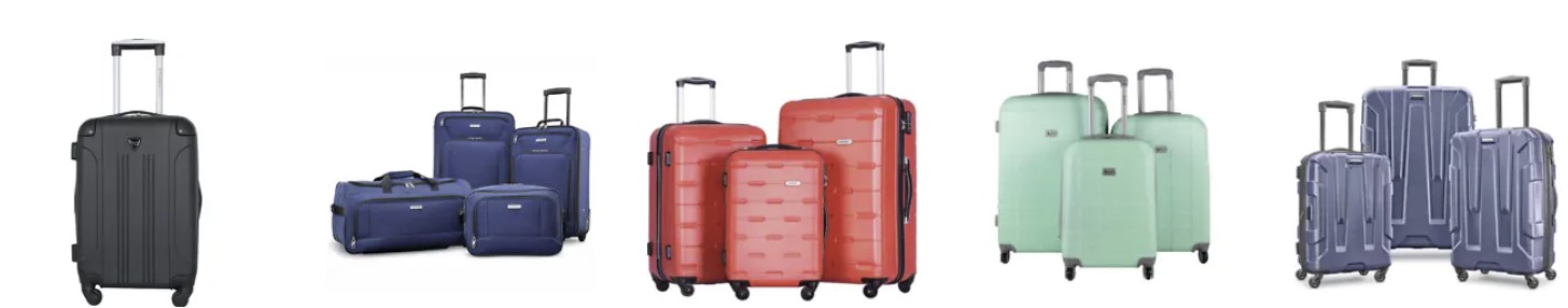 Different types of suitcases. 