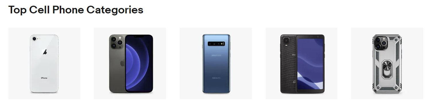 The five most popular types of Smartphones on eBay.