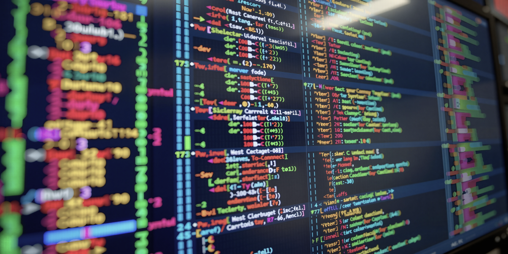 A view of a computer screen with lines of code. 