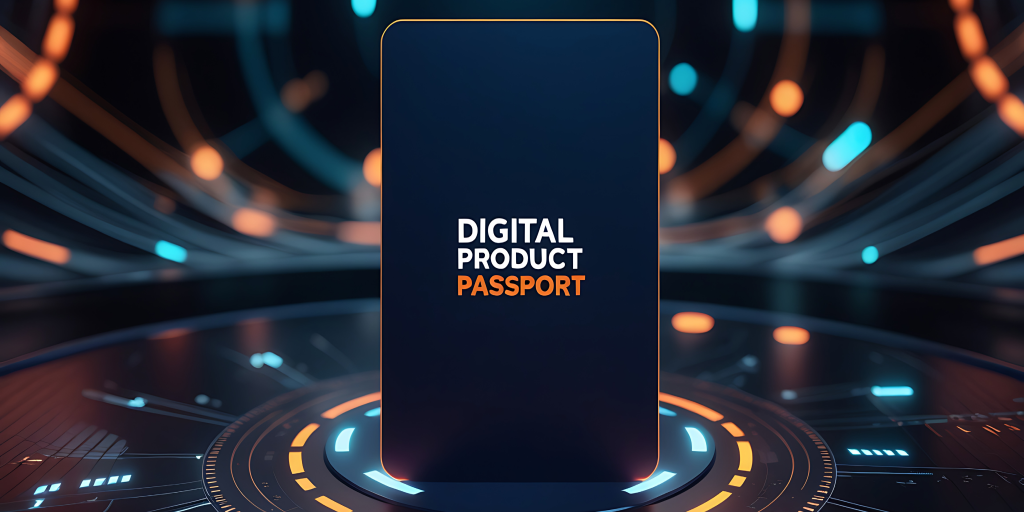 A view of a physical passport with words 'Digital Product Passport' written on its front side. 