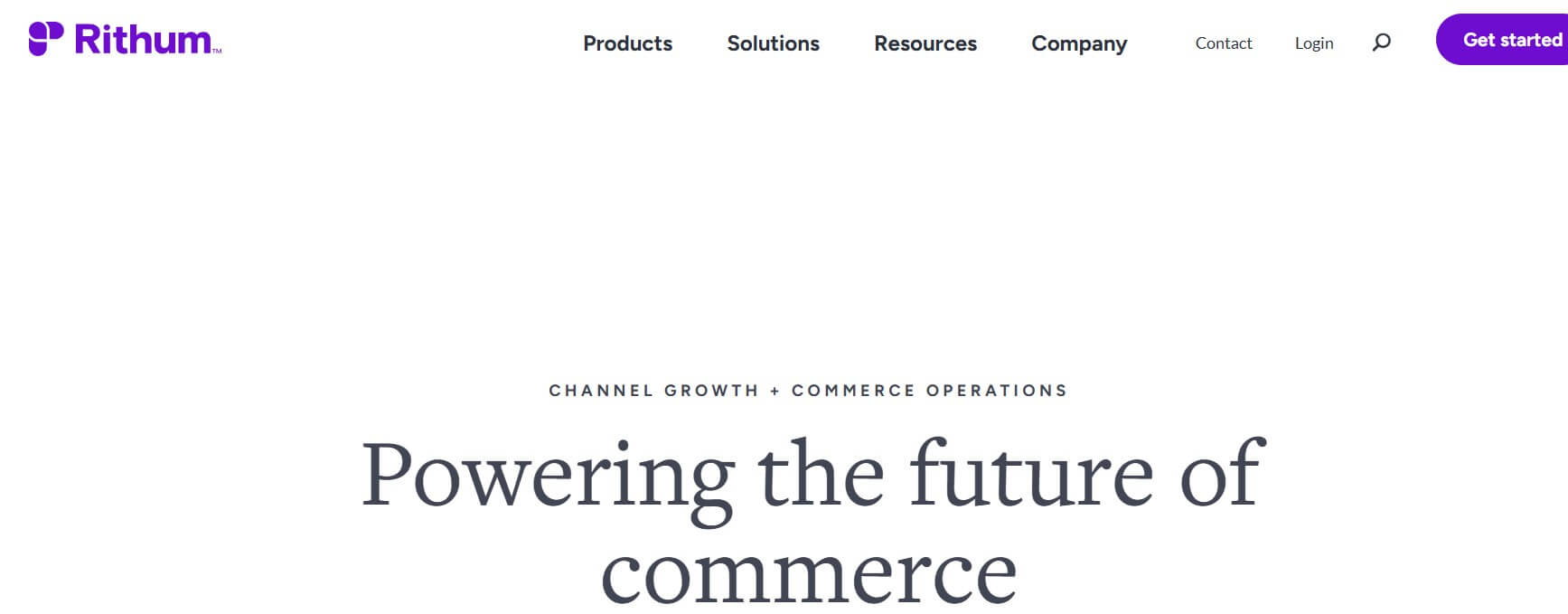 A view of the Rithum's homepage. 